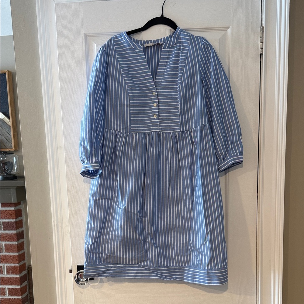LOFT Blue and White Striped Dress